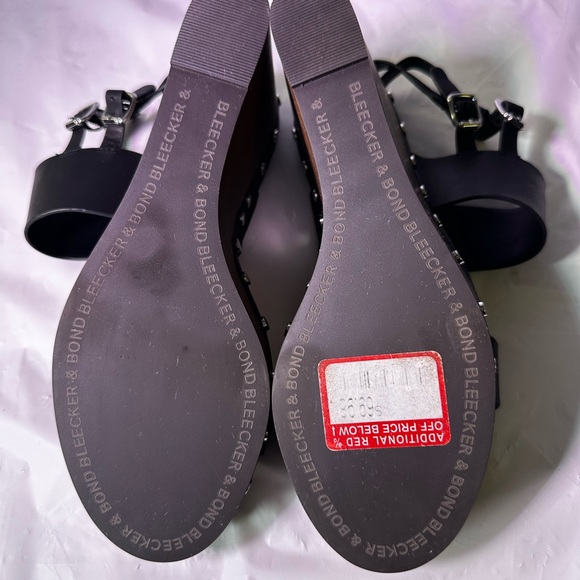 Black Wedge Sandals with Studded Detail - Picture 9 of 9